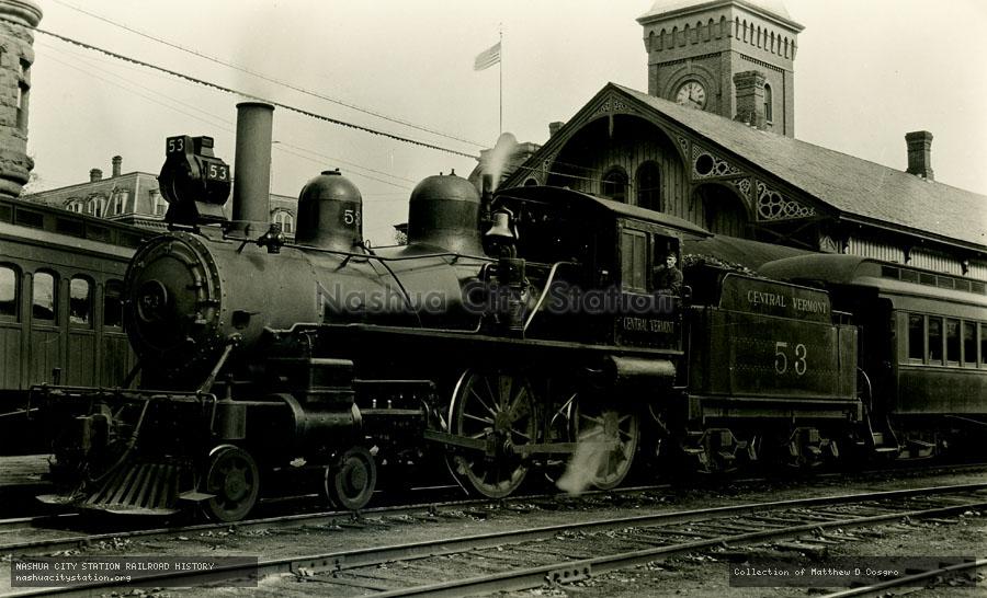 Postcard: Central Vermont Railway #53 at Montpelier, Vermont